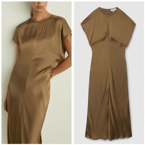 Reiss Satin Midi Dress in Bronze